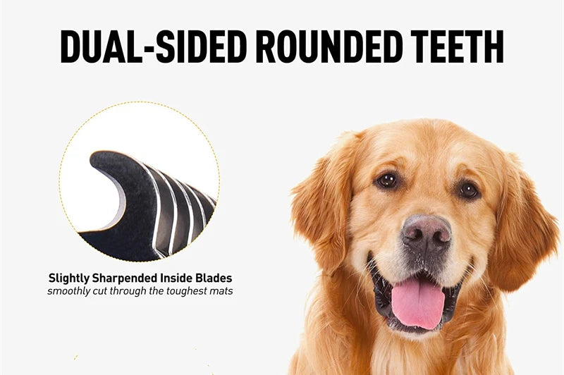 Dual-Sided Dematting Rake – Stainless Steel Grooming Comb for Dogs & Cats
