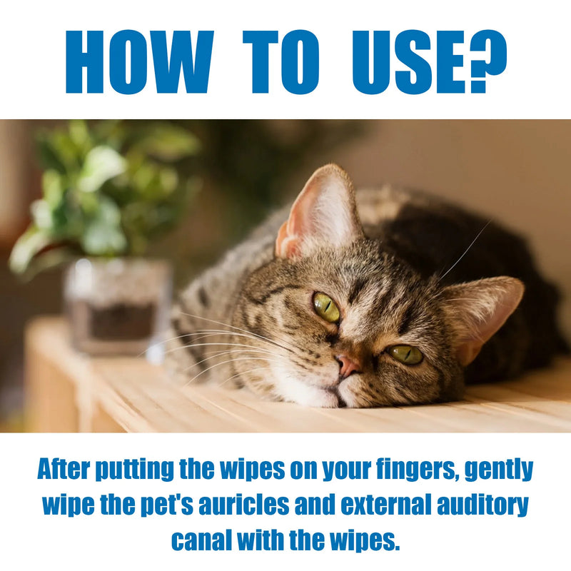 Pet Ear Cleaning Wipes – Gentle Earwax & Odour Control Tissues for Dogs & Cats (50pcs)