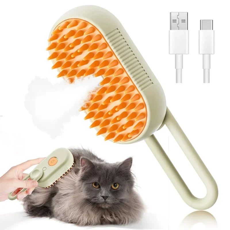 Pet Hair Remover & Steamy Brush – 4-in-1 Dog & Cat Grooming Kit