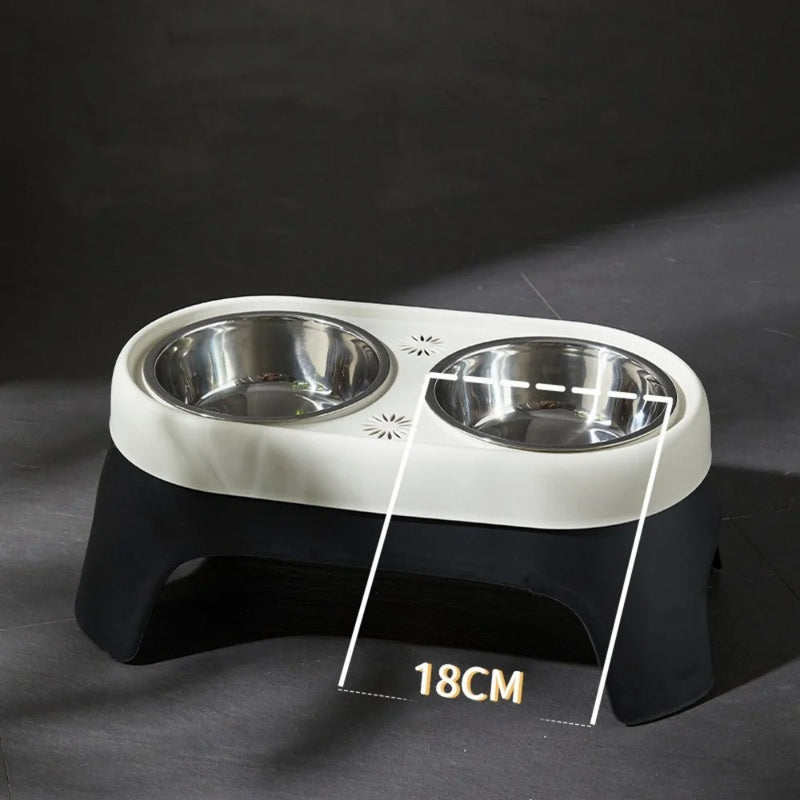 Elevated Double Feeder – Anti-Spill Stainless Steel Bowls with Raised Stand for Cats & Dogs