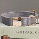 Luxury Velvet Dog Collar with Personalised Tag & Matching Leash