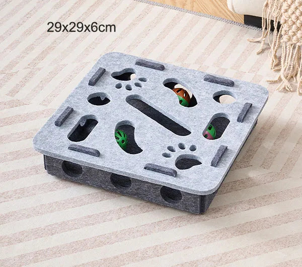 Pet Cat Puzzle Maze — Interactive Felt Toy Box with Bell Balls