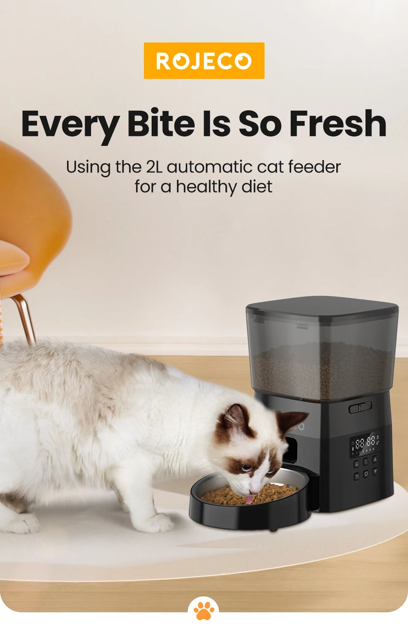 ROJECO Automatic Pet Feeder – Smart Portion Control Dispenser for Cats & Dogs