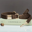 Luxury Velvet Dog Collar with Personalised Tag & Matching Leash