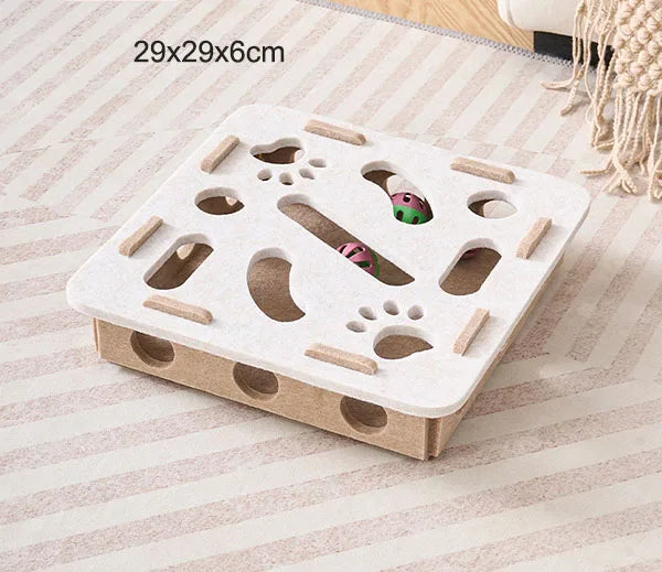 Pet Cat Puzzle Maze — Interactive Felt Toy Box with Bell Balls