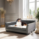 Extra-Large Elevated Pet Sofa – Microfiber Leather & Washable Cushion