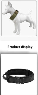 Tactical Dog Collar – Heavy-Duty Adjustable Nylon Collar with Metal Buckle for Medium & Large Dogs