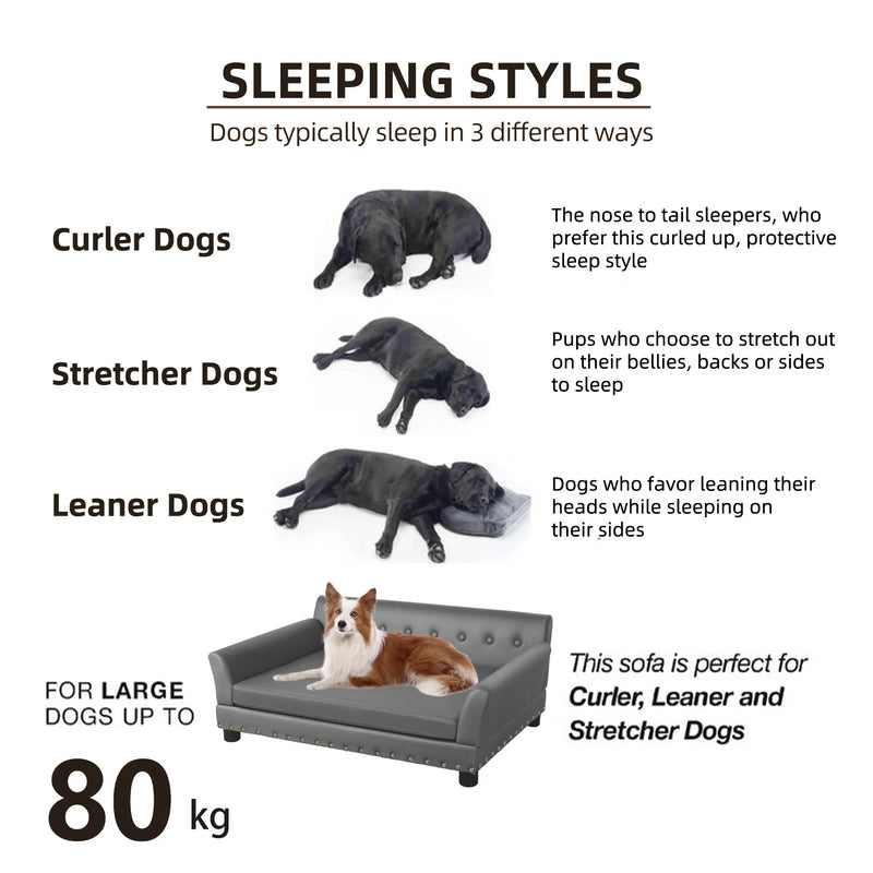 Extra-Large Elevated Pet Sofa – Microfiber Leather & Washable Cushion