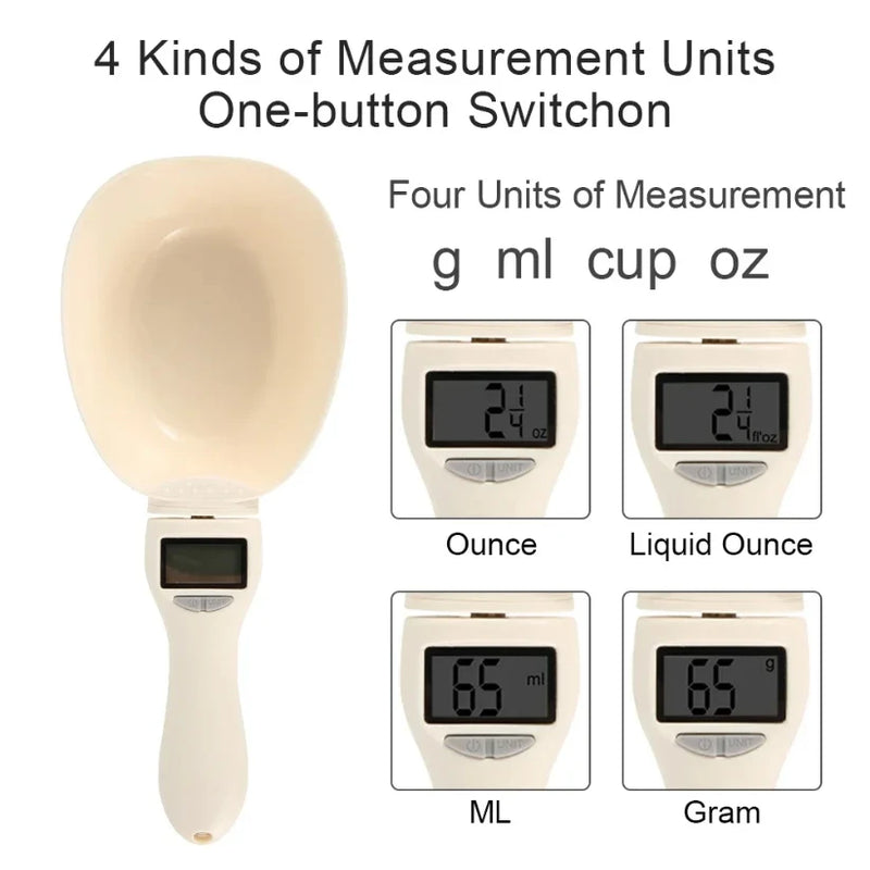 Digital Measuring Scoop – LED Pet Food Scale Spoon for Cats & Dogs (800g Capacity)