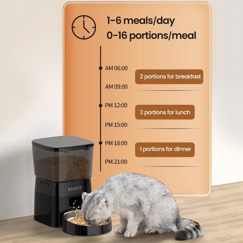 ROJECO Automatic Pet Feeder – Smart Portion Control Dispenser for Cats & Dogs