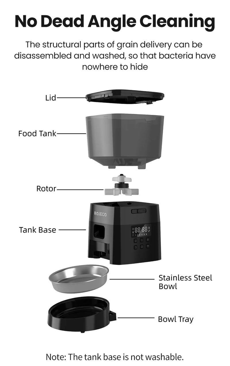 ROJECO Automatic Pet Feeder – Smart Portion Control Dispenser for Cats & Dogs