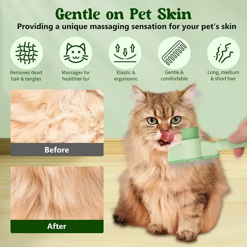 Pet Hair Remover & Steamy Brush – 4-in-1 Dog & Cat Grooming Kit