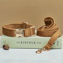 Luxury Velvet Dog Collar with Personalised Tag & Matching Leash