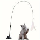 Interactive Feather Wand – Cat Teaser Toy with Bell & Suction Cup Base for Endless Playtime