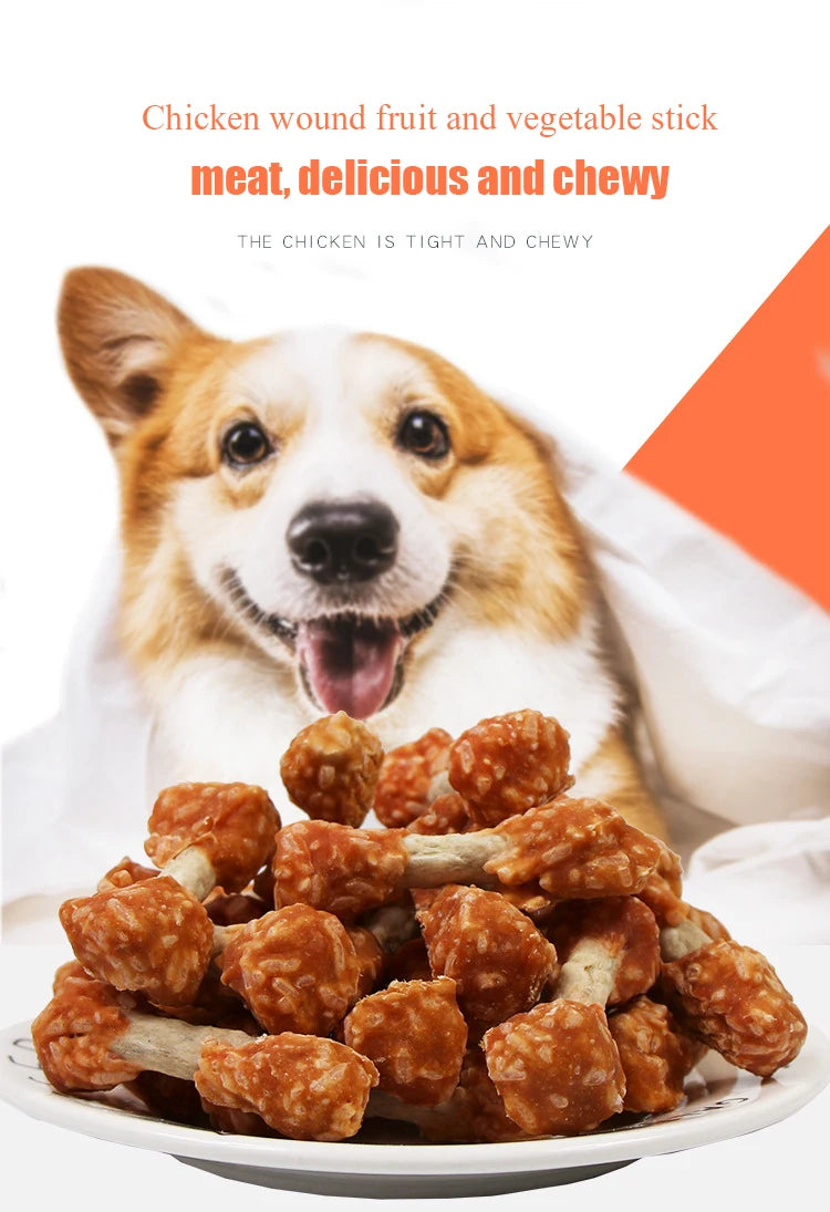 Chicken Dumbbells combine real chicken with calcium-rich chew sticks — supporting strong