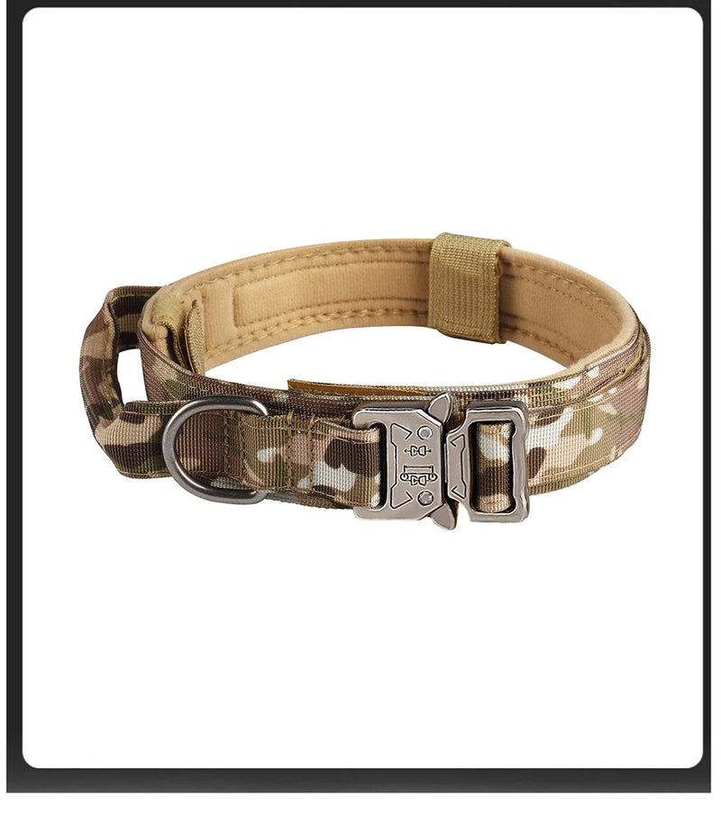 Tactical Dog Collar – Heavy-Duty Adjustable Nylon Collar with Metal Buckle for Medium & Large Dogs