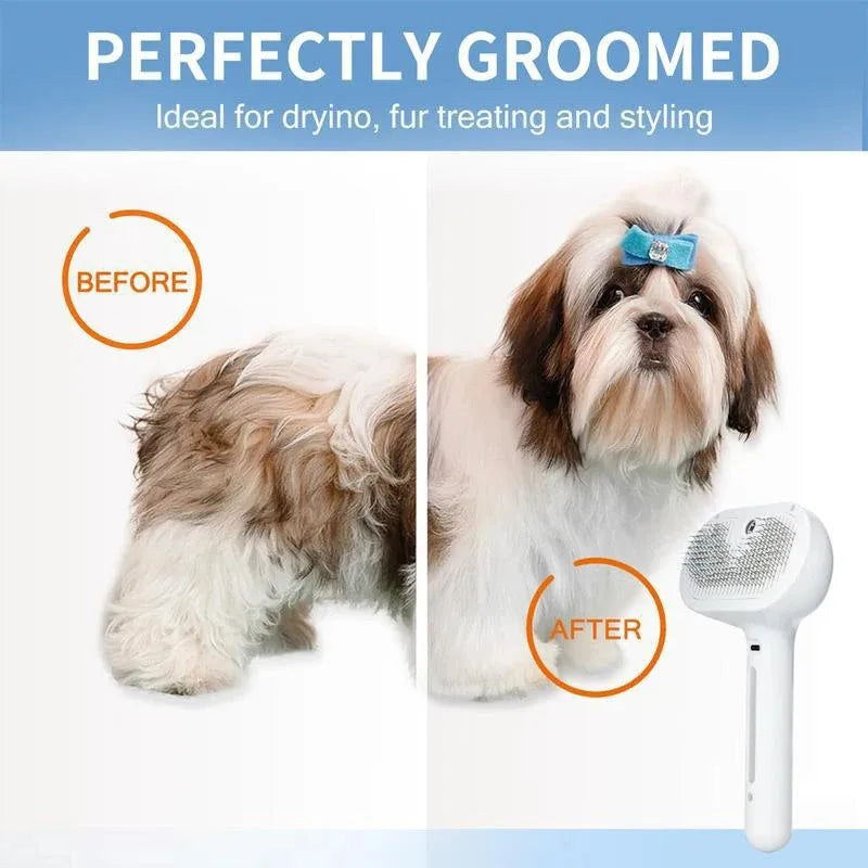 Steam Massage Grooming Brush – Soft-Teeth Hair Removal Comb with Soothing Mist for Cats & Dogs
