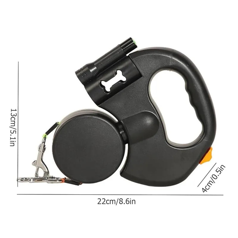 Double Retractable Dog Leash – Dual 360° Tangle-Free Lead with LED Safety Light (for Small & Large Dogs)