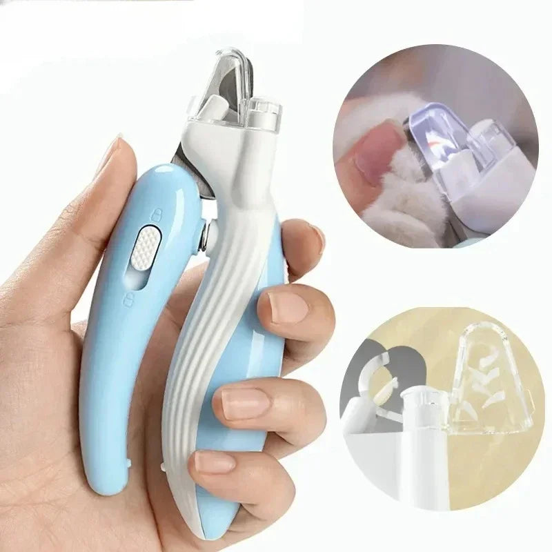 LED Nail Clippers – Safe Claw Trimmer for Cats, Dogs & Rabbits (Stainless Steel, Battery Included)