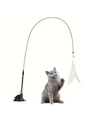 Interactive Feather Wand – Cat Teaser Toy with Bell & Suction Cup Base for Endless Playtime