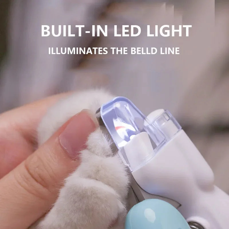 LED Nail Clippers – Safe Claw Trimmer for Cats, Dogs & Rabbits (Stainless Steel, Battery Included)