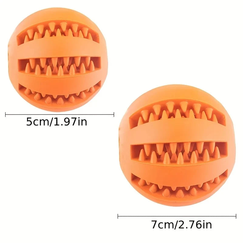 Treat Dispensing Chew Ball – Non-Toxic Rubber Toy for Dogs & Puppies (Tooth-Cleaning Design)