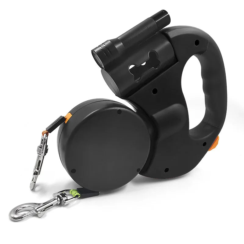 Double Retractable Dog Leash – Dual 360° Tangle-Free Lead with LED Safety Light (for Small & Large Dogs)