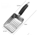 Stainless Steel Cat Litter Scoop – Heavy-Duty Long Handle Metal Poop Shovel (Low Dust, Easy Clean)