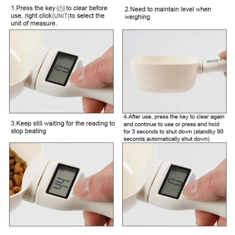 Digital Measuring Scoop – LED Pet Food Scale Spoon for Cats & Dogs (800g Capacity)