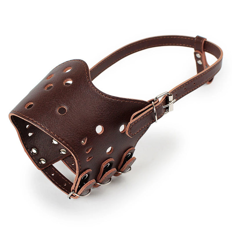 Adjustable PU Leather Dog Muzzle – Breathable Anti-Bark & Anti-Bite Muzzle for Small to Large Dogs