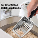 Stainless Steel Cat Litter Scoop – Heavy-Duty Long Handle Metal Poop Shovel (Low Dust, Easy Clean)