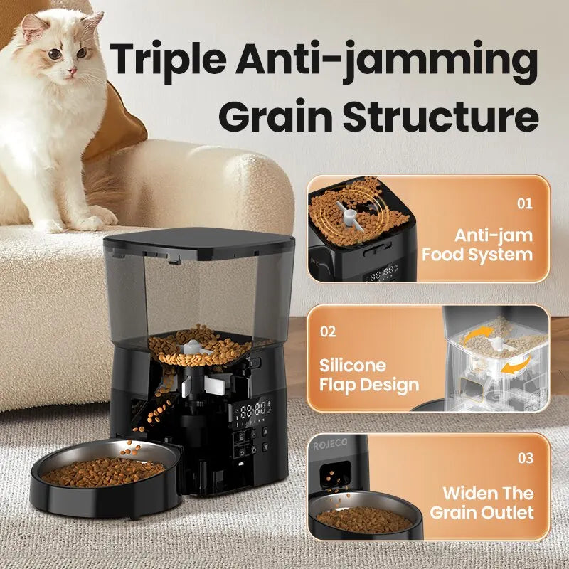 ROJECO Automatic Pet Feeder – Smart Portion Control Dispenser for Cats & Dogs