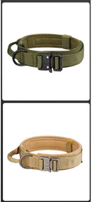 Tactical Dog Collar – Heavy-Duty Adjustable Nylon Collar with Metal Buckle for Medium & Large Dogs