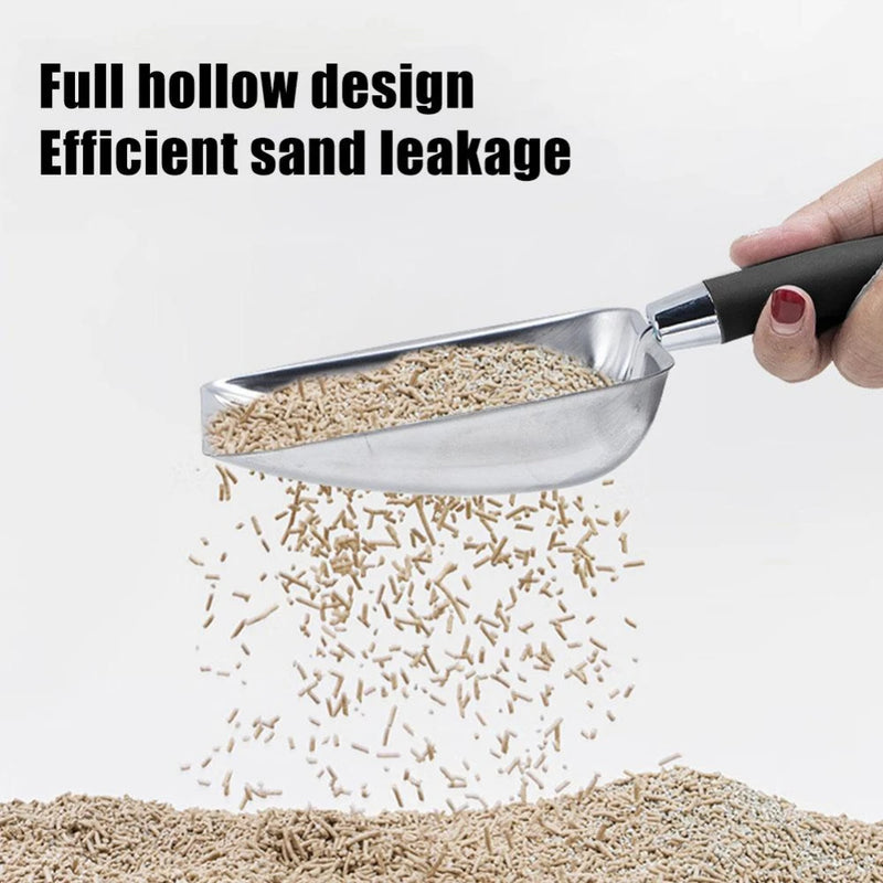 Stainless Steel Cat Litter Scoop – Heavy-Duty Long Handle Metal Poop Shovel (Low Dust, Easy Clean)