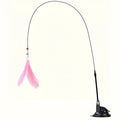 Interactive Feather Wand – Cat Teaser Toy with Bell & Suction Cup Base for Endless Playtime