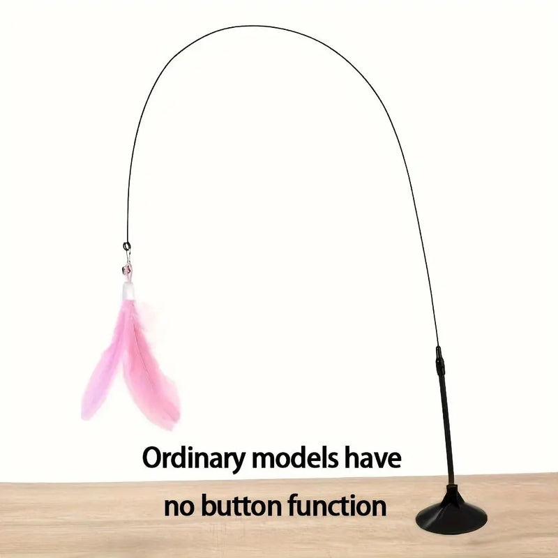 Interactive Feather Wand – Cat Teaser Toy with Bell & Suction Cup Base for Endless Playtime