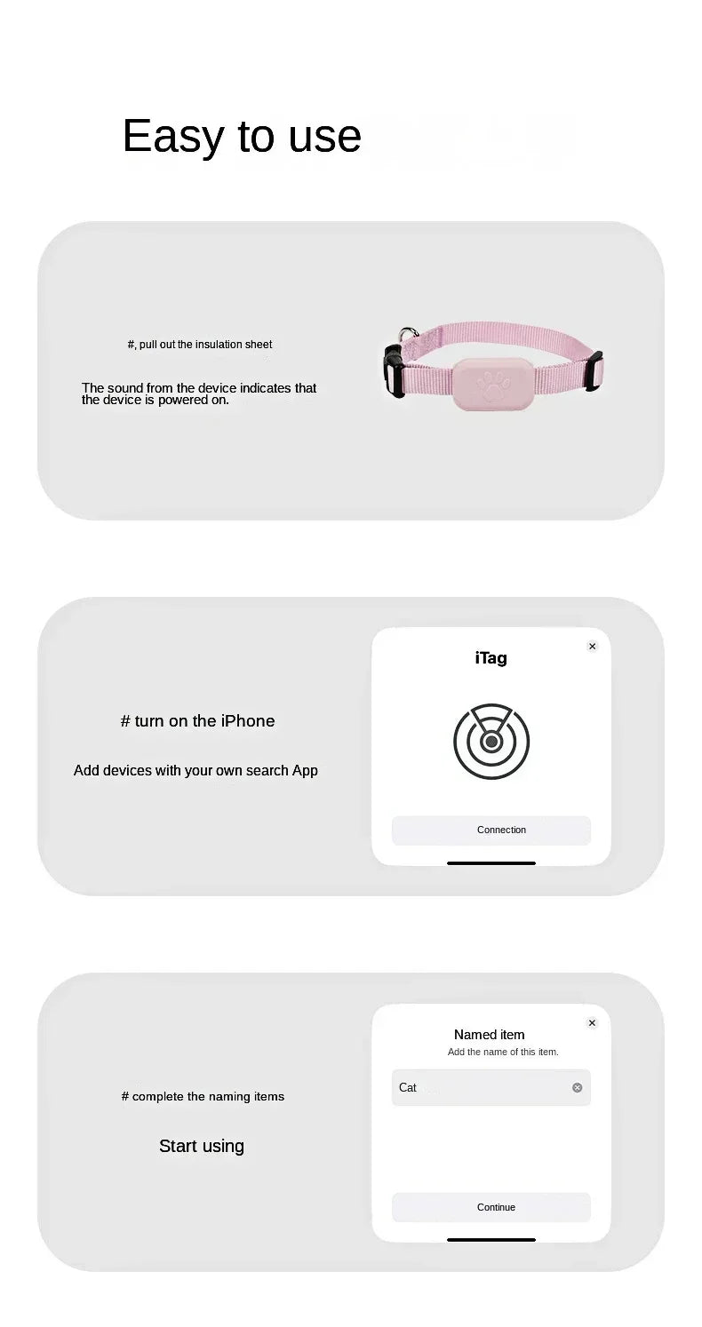 Smart Tracker connects to your iPhone's “Find My” app – no SIM, no fees, no worries.