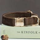Luxury Velvet Dog Collar with Personalised Tag & Matching Leash