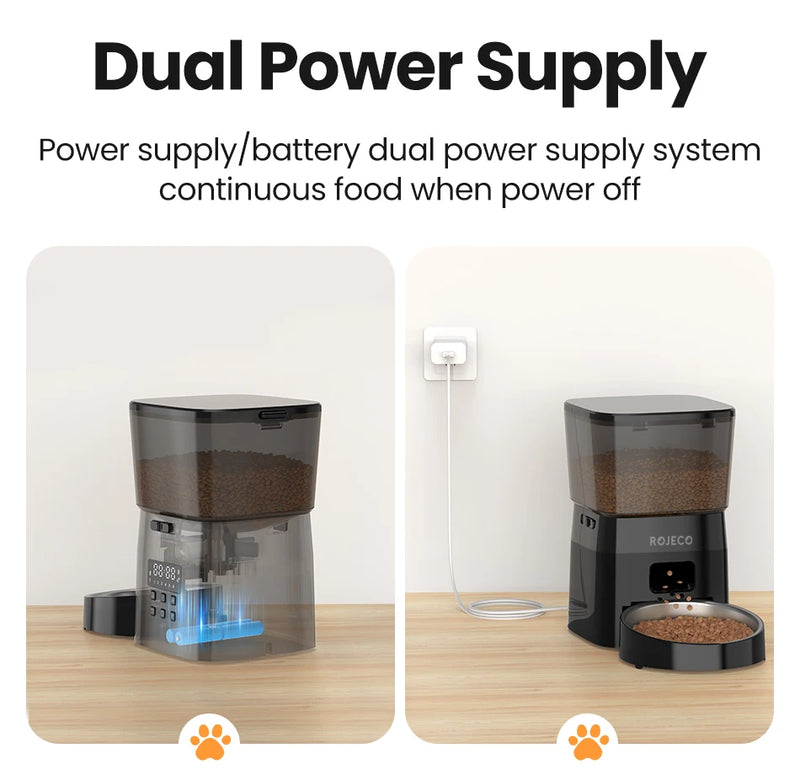 ROJECO Automatic Pet Feeder – Smart Portion Control Dispenser for Cats & Dogs