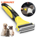 Dual-Sided Dematting Rake – Stainless Steel Grooming Comb for Dogs & Cats