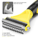 Dual-Sided Dematting Rake – Stainless Steel Grooming Comb for Dogs & Cats