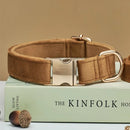Luxury Velvet Dog Collar with Personalised Tag & Matching Leash