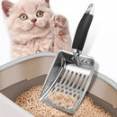 Stainless Steel Cat Litter Scoop – Heavy-Duty Long Handle Metal Poop Shovel (Low Dust, Easy Clean)