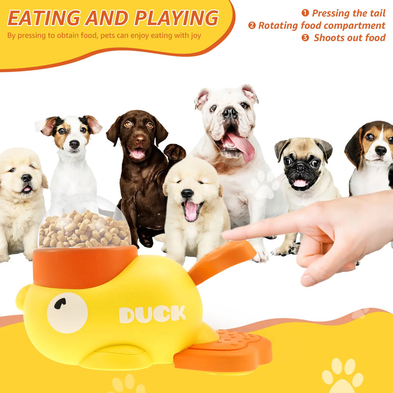Duck-Shaped Interactive Slow Feeder – Washable Food Dispenser Toy for Dogs (3 Outlet Sizes)