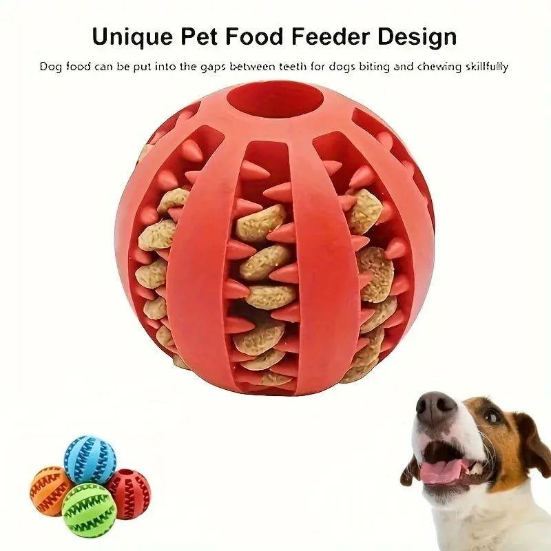 Treat Dispensing Chew Ball – Non-Toxic Rubber Toy for Dogs & Puppies (Tooth-Cleaning Design)