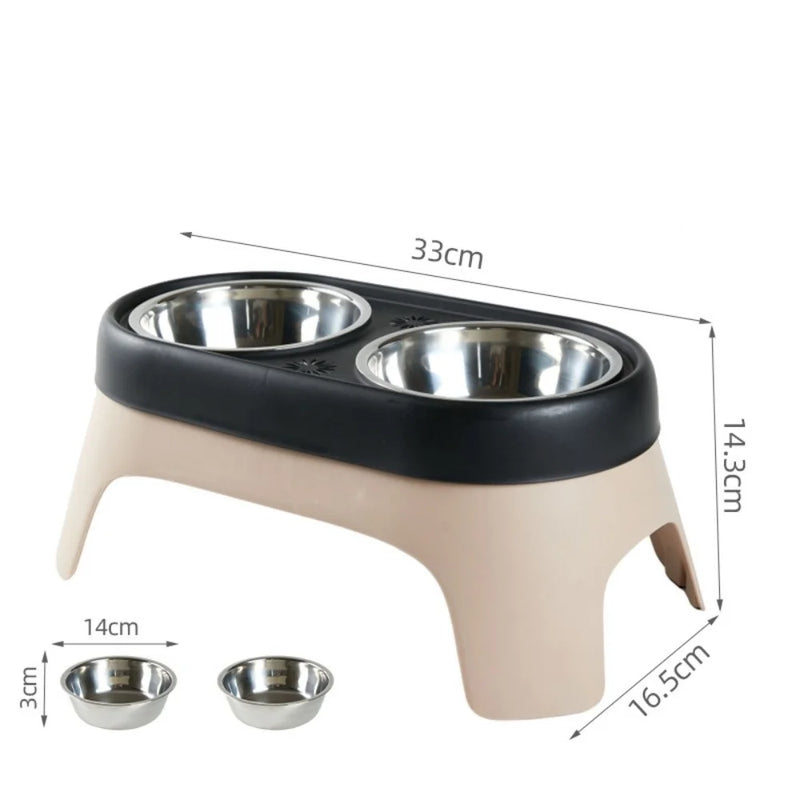 Elevated Double Feeder – Anti-Spill Stainless Steel Bowls with Raised Stand for Cats & Dogs