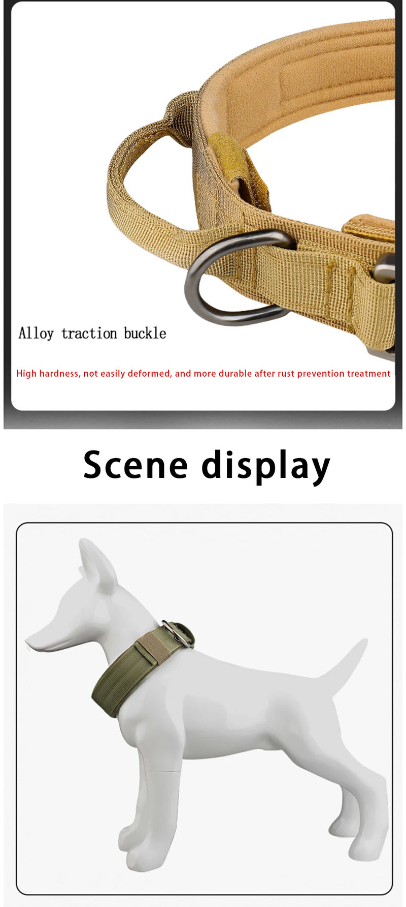 Tactical Dog Collar – Heavy-Duty Adjustable Nylon Collar with Metal Buckle for Medium & Large Dogs