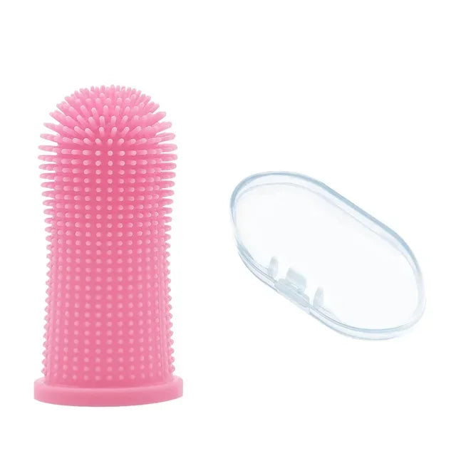 Soft Silicone Finger Toothbrush – 360° Dental Care for Dogs & Cats (with Storage Case)