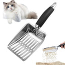 Stainless Steel Cat Litter Scoop – Heavy-Duty Long Handle Metal Poop Shovel (Low Dust, Easy Clean)