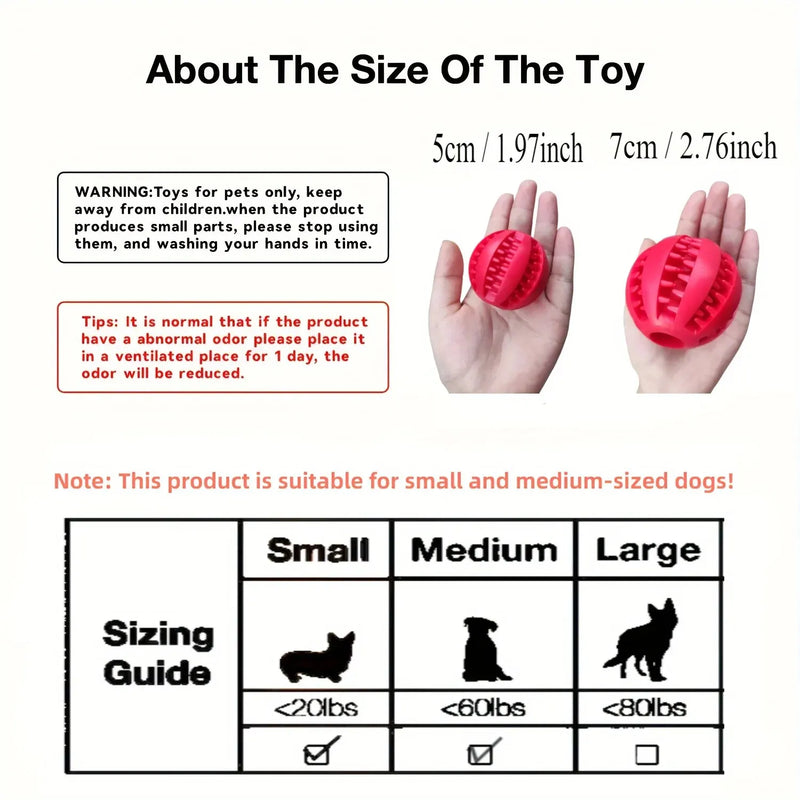 Treat Dispensing Chew Ball – Non-Toxic Rubber Toy for Dogs & Puppies (Tooth-Cleaning Design)